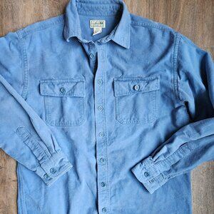LL Bean Shirt Men blue chamois Long Sleeve Button Down Size Large 100% Cotton